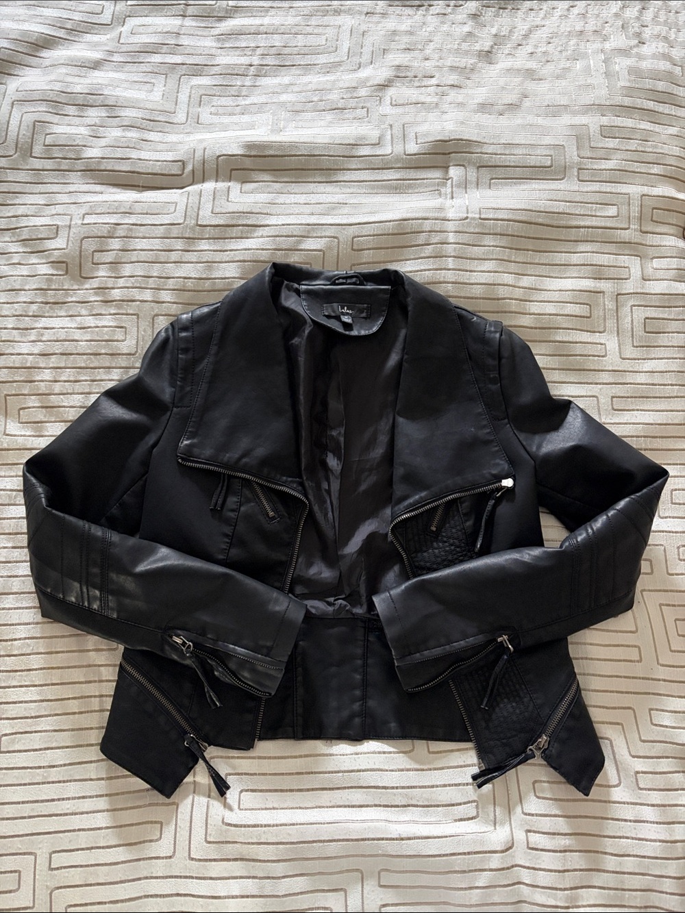 Lulu's Black Faux Leather Moto Jacket
